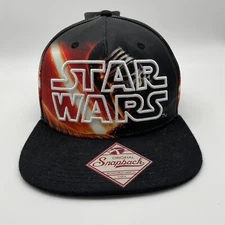 Star Wars Kylo Ren Snapback Hat Cap Bioworld OSFA Black Red Flame Design New
