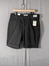 -00216 Signature Gold By Levi Strauss Mid-Rise Bermuda Shorts 16 W33 NWT Black