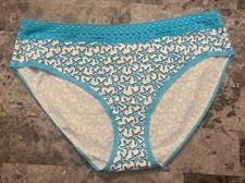NWT VICTORIA'S SECRET XL WHITE BLUE STARFISH LACE VINTAGE RARE BRIEF PANTIES