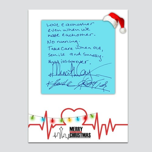 Carte de Noël Grey's Anatomy Post It Vœux Meredith Derek originale A5 350 g/m²