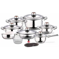 SWISS INOX 18 PCS Cookware Set. Fry Pots, Pans, Saucepan, Casserole