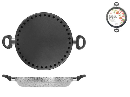 Poele A Griller Grill Pliant Home Delizia - Revêtement Antiadhésif - 20x20 Cm - Aluminium - Manche Pliable - Noir Grill Pliable