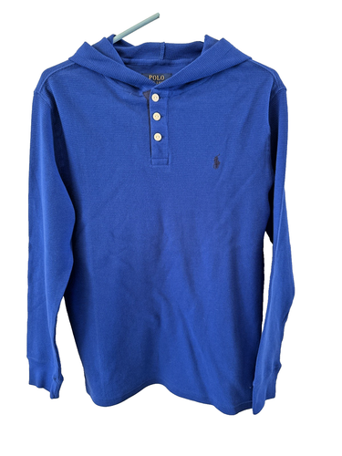 NWT -Ralph Lauren Polo Boys Long Sleeve Hoodie Henley Blue - X Large, 18-20 NEW - Picture 2 of 22