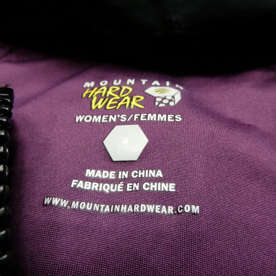 Mountain HardWear Jacket Womens Size 4 Black Purple Nylon Hooded Windbreaker - Image 2 of 4