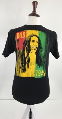 #ad Zion Rootswear Mens Medium Bob Marley Black Graphic T Shirt 100% Cotton G 80 $10.19