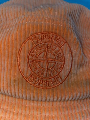 Supreme x Stone Island corduroy hat Orange baseball cap dad