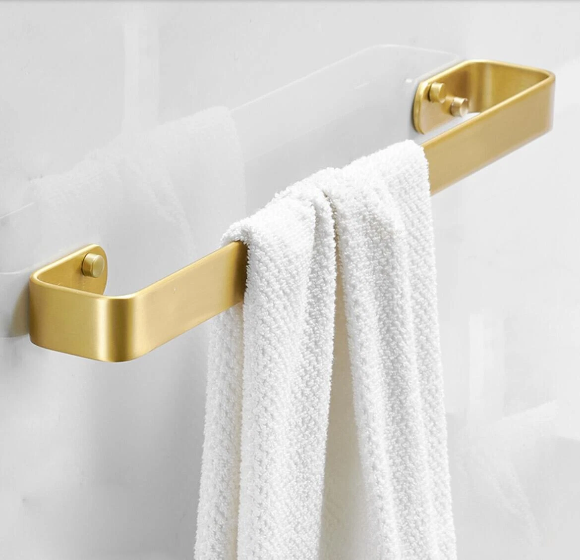 Bathroom Towel Rack Single Bar Rail Bath Wall Hanger Shelf Aluminum Brushed  Gold | eBay