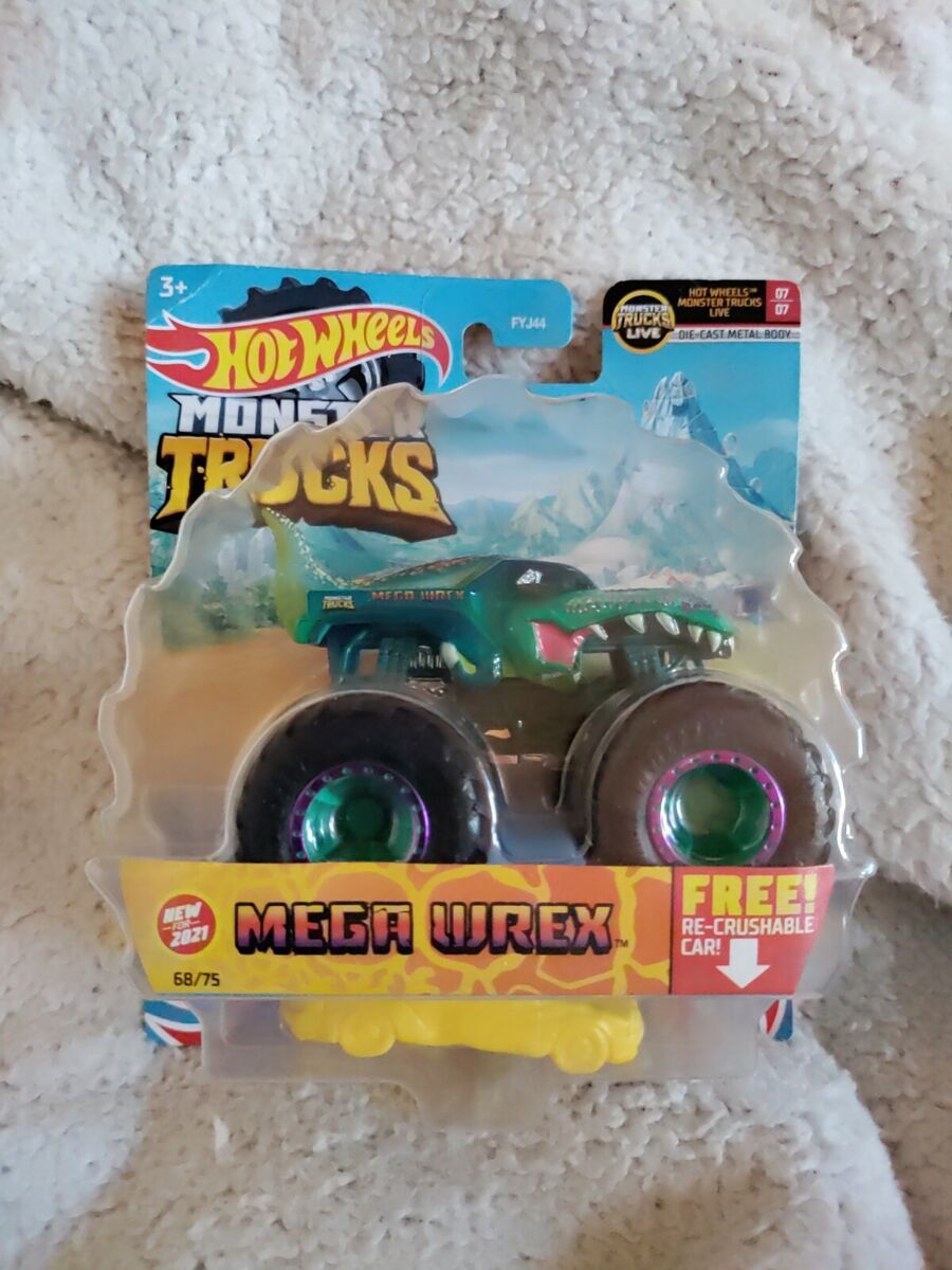 Hot Wheels Monster Trucks Mega Wrex, 1:64 Scale with Re-Crushable 68/75