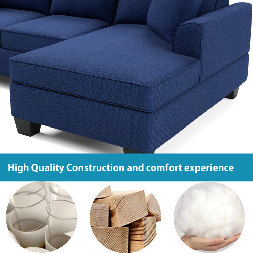 Upholstered Modern English Arm Classic U-shaped Sofa With 3 Pillows - Picture 5 of 7