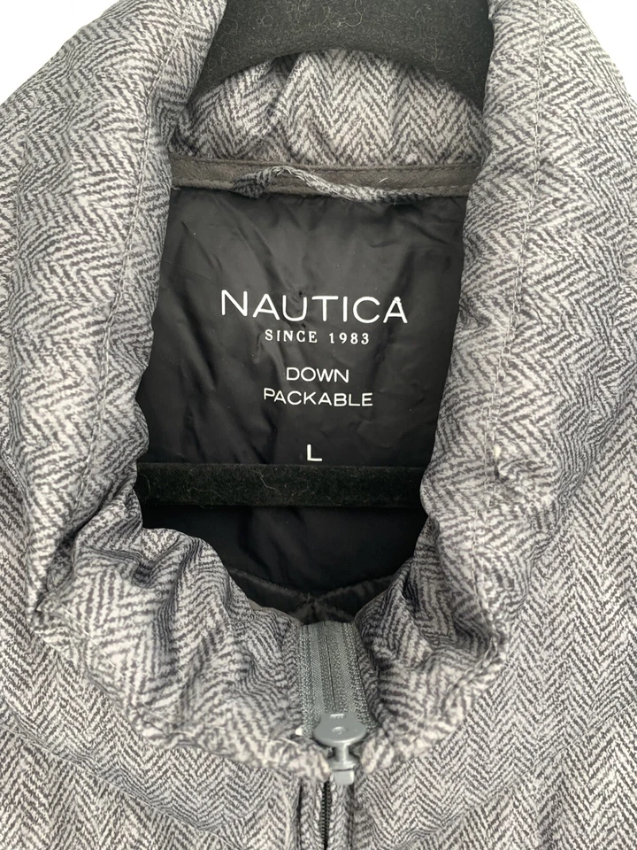 Chaleco acolchado Nautica empacable talla L grande gris espiga Foto 3 de 4