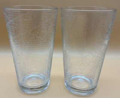 WELL TOLD - WASHINGTON DC STREET MAP - LARGE 16 OZ BEER PINT GLASS  - Set of 2