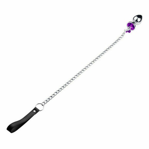 Metal-Anal-Butt-Plug-with Chain-Whip-Bondage-Stopper-Metal-Anus-Dildo-Women - Picture 8 of 11