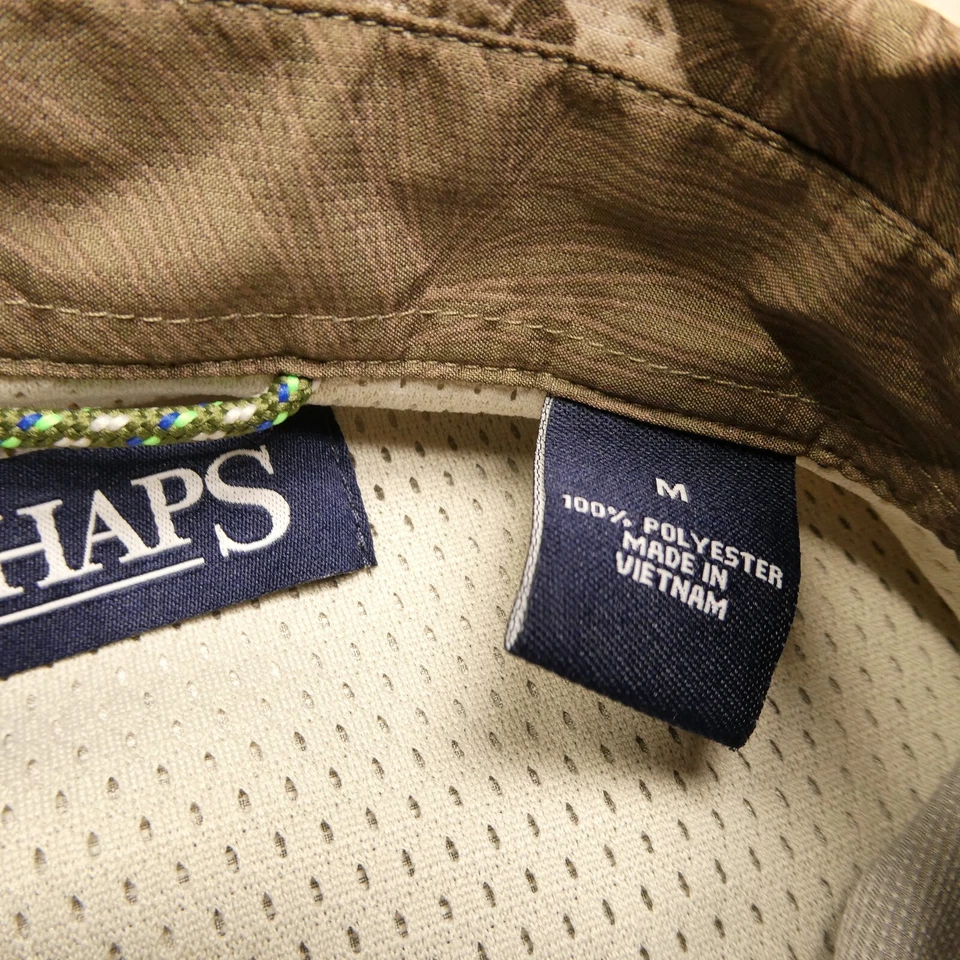 Chaps Fishing Shirt Adult Medium Brown All Over Fish Skeleton Print Button Down - Image 3 of 4