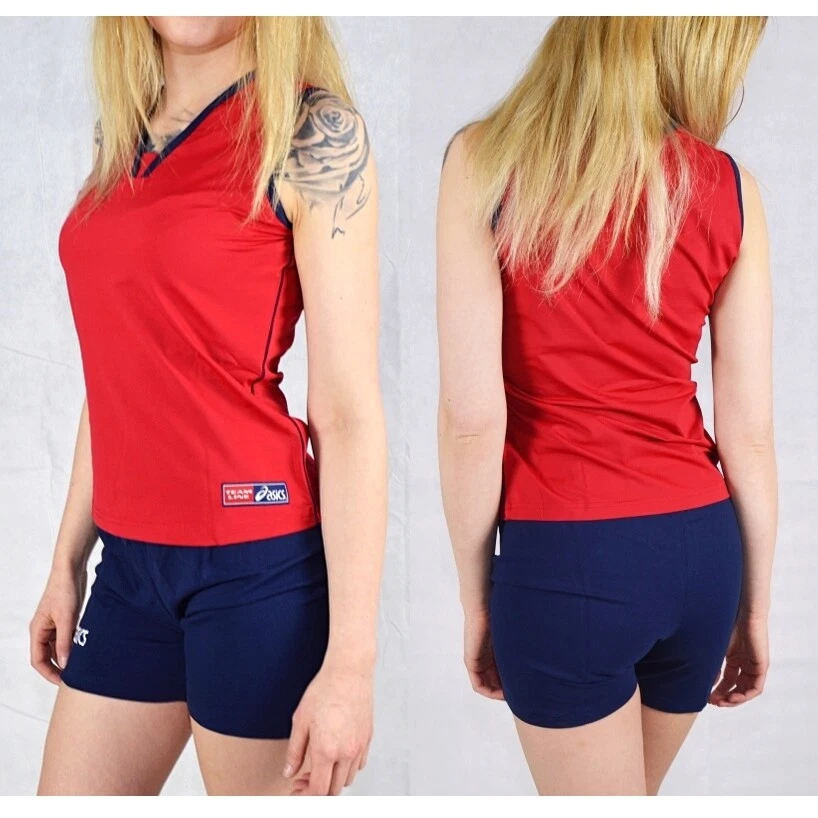 rot/blau Trainingsanzug 2-tlg. eBay Damen Asics Short Tank Sport Set | Top Shirt+ Hose