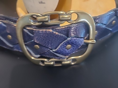 Oscar de la Renta blau breit geflochten 80er Jahre Gürtel Gr. M - Bild 4 von 8