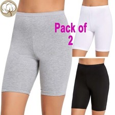 Image of Pack of 2 Womens Cycling Shorts Active Dancing Stretchy COTTON Short Comfort