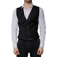 DOLCE & GABBANA Vest Black Wool Formal Dress Men Waistcoat IT50/US40/L 1500usd