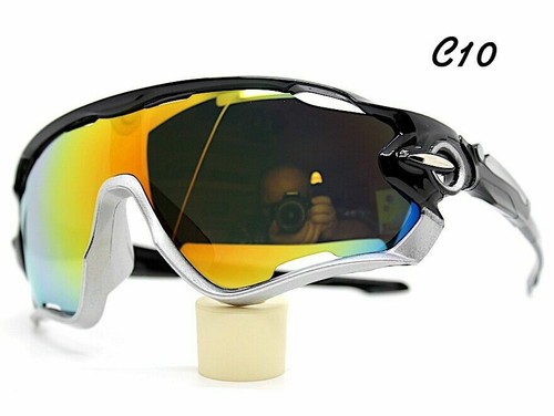 OCCHIALI DA SOLE UOMO SPORTIVO nero blu SCI MOUNTAIN BIKE MOTO lente a  specchio | eBay