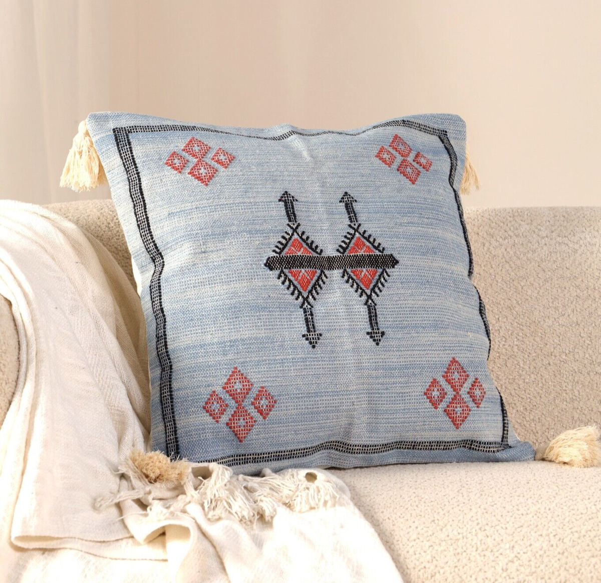 Moroccan Cactus silk Cushion Cover sabra pillow Blue throw pillow  cover