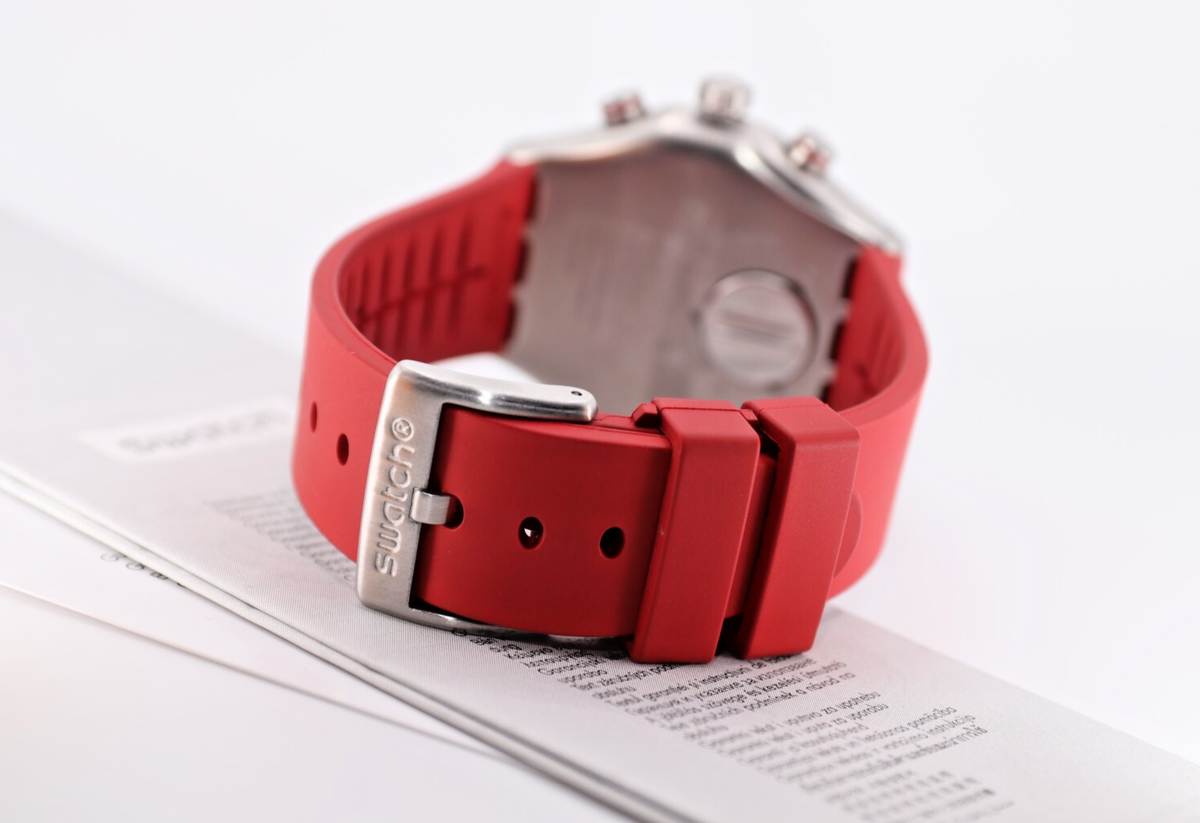 New Limited Swiss Swatch IRONY CRIMSON CARBONIC RED YVS524 43MM