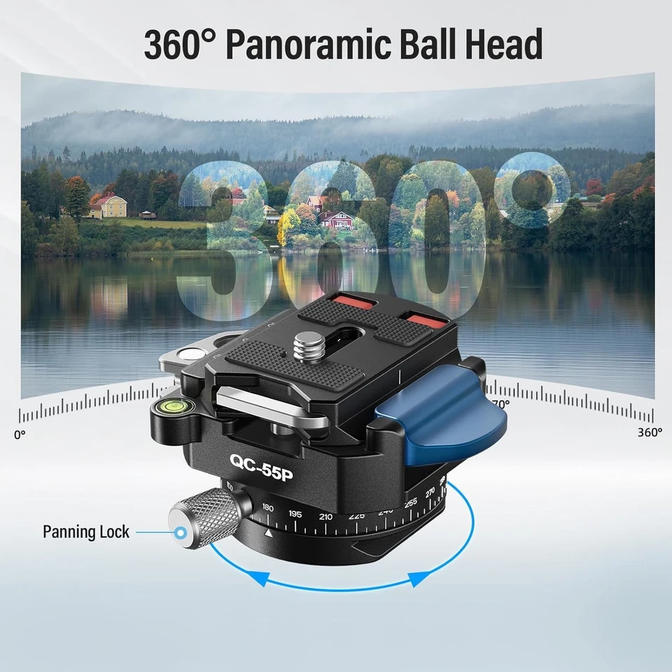 Sirui 55mm Quick Release Plate with 360° Rotating Panoramic 1/4" and 3/8" - Image 3 of 4