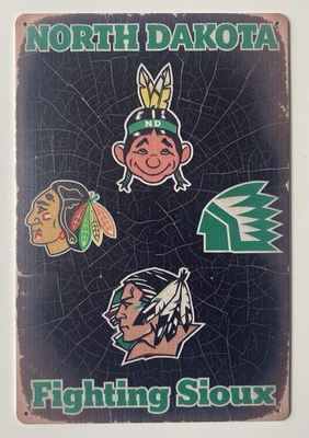 #ad North Dakota Fighting Sioux Sign Retro Logo NDU Fighting Hawks $19.99