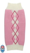 Pink Argyle Knit Dog Sweater for Girl, Pet Clothes for Dog Coat Sweatshirt La