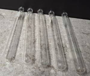 5 Kimax Glass Test Tubes ~ Screw Tops ~ No Lids ~ Lab Glass - Storage ~ USA