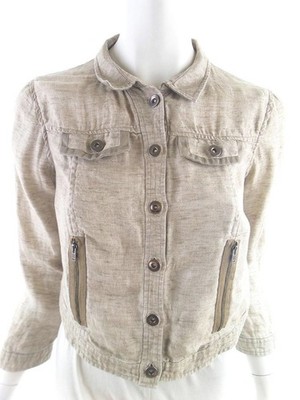 CUSTOMMADE Damen Jacke Gr. 38 Beige Leinen 100% 3/4 Ärmel