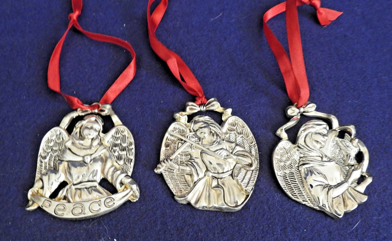 3 Gorham Silver-plate Angel Ornaments - SALE PRICE
