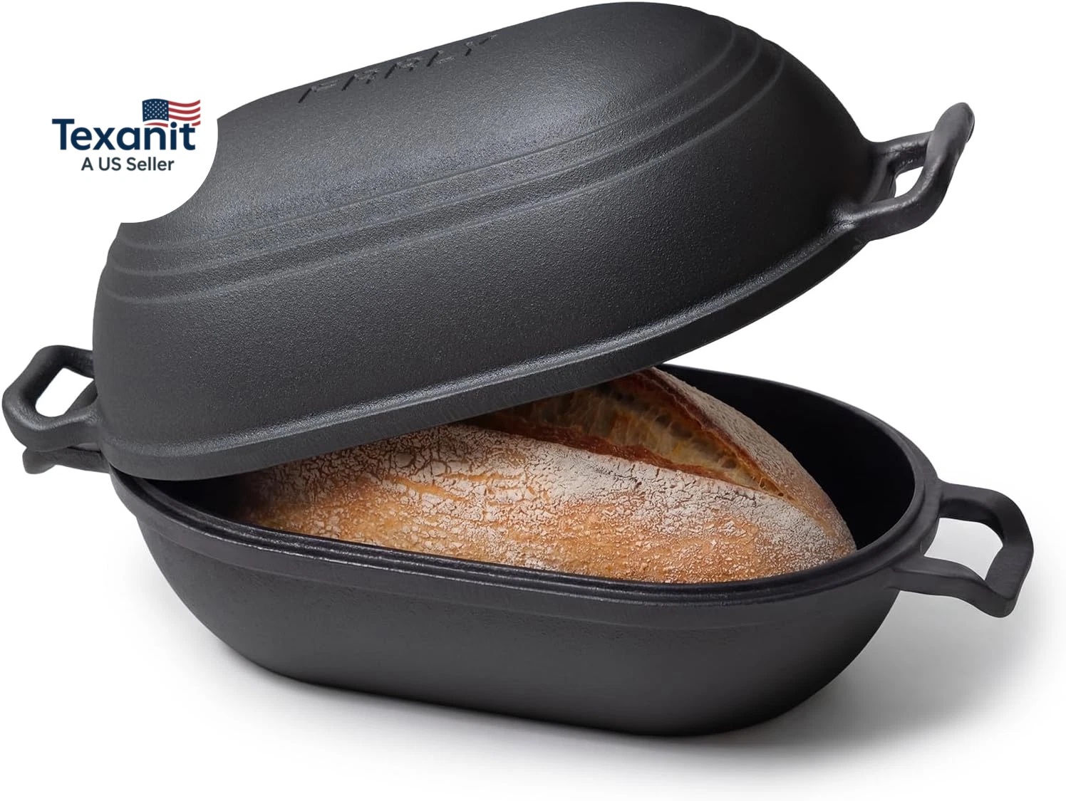Cast Iron Loaf Pan with Lid-Bread Baking Pan for Sourdough,Pre-Seasoned Dutch Ov