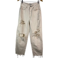 Urban Outfitters BDG Women's Size 26 Cream Distressed High Rise Baggy Jeans