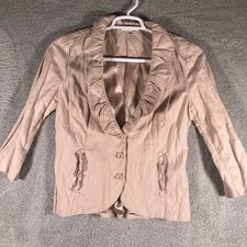 Cabi Ruffled Trim Blazer Womens 10 Pink Formal Business Corporate Professional