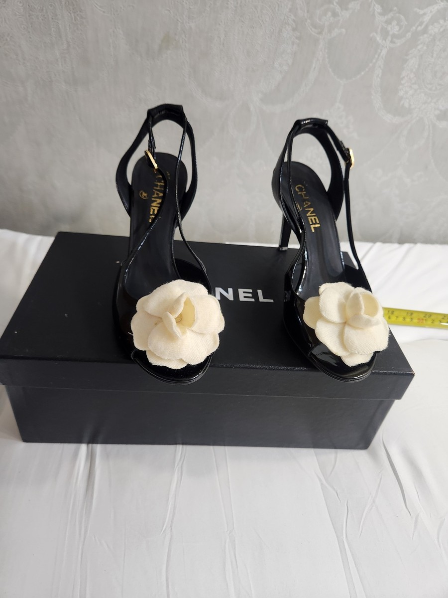 シャネル CHANEL パンプス　スリングバック　ブラック　38サイズ Chanel Shoes Womens Size 38 Black Patent Leather Flower