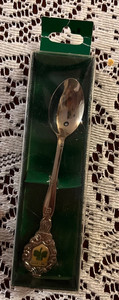 Vintage Ireland Souvenir Spoon Features an Enameled Shamrock Emblem & Ireland
