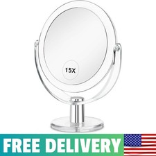 Vanity Makeup Mirror with Stand, 1X/15X Magnification Double Sided 360 Degree Sw