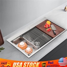 33" Drop-in Single Bowl Kitchen Sink Top Mount 304 Stainless Steel Silver NEW