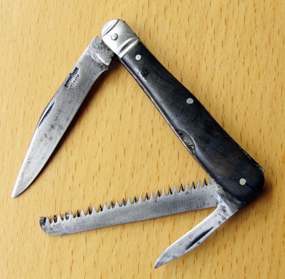 Bauernmesser m. Horn-Griffschalen - RIETHMÜLLER Zürich, Taschenmesser, Messer - Bild 2 von 4