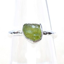 Natural Raw Peridot Stack Ring 925 Sterling Silver Peridot Birthstone Ring-RR146