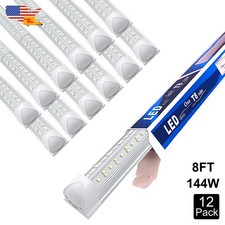12 Pack 8Foot Linkable LED shop Light Bulbss 144W 18000Lm 6500K Garage Fixture