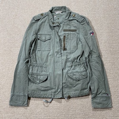 Tommy Hilfiger Jacke Damen Small 8 UK Khaki Armeegrün Utility Feldmantel