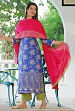 Women Rayon Gold Print Kurta with Pant and Dupatta, Indian Ehtnic Salwar Kameez