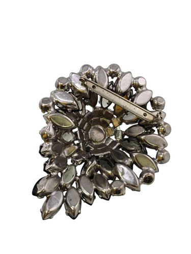 Unsigned Unique Large 2 Tone Rhinestone Brooch (A7666) - Picture 6 of 7