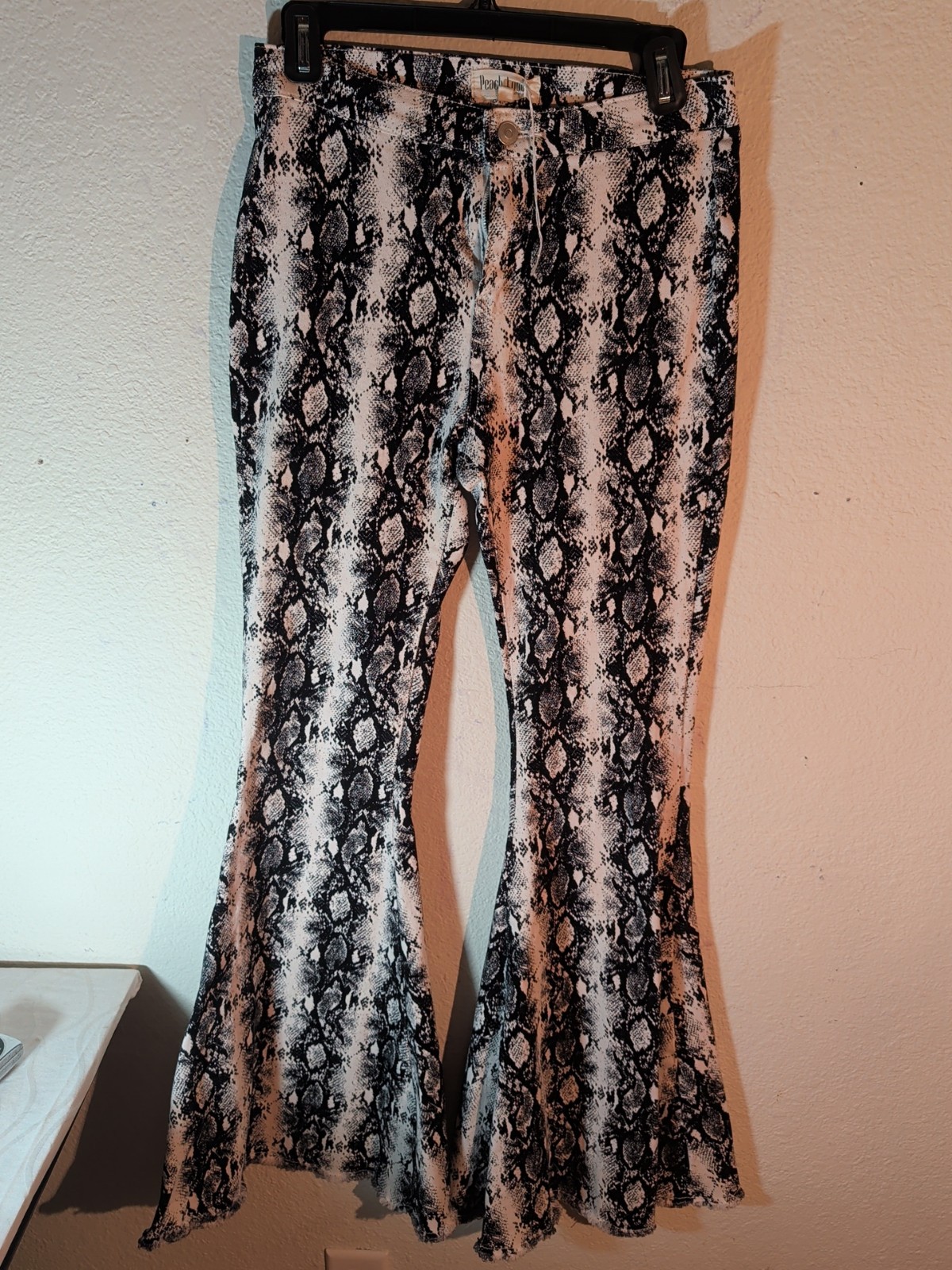 Peach Love Pants Bell Bottom Python Black  White … - image 1