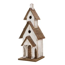 Glitzhome 23.62" H Birdhouse Rustic Tall Church Hand Painted Wood