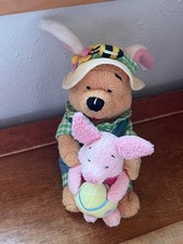 Disney Store Yellow Plush Winnie the Pooh Holding Piglet  Easter Egg Stuffed