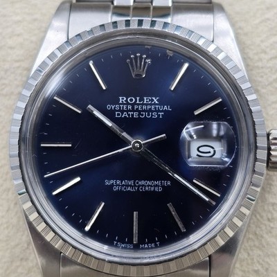 Rolex Datejust Stainless Steel FACTORY Blue Dial 36mm Automatic Watch 16030