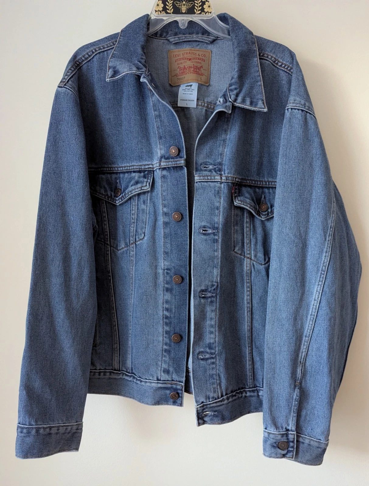 Vtg 1990s Mens Levi's Jacket 70507 Chore Western Denim Jean Trucker Coat Large