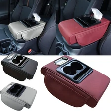 for TOYOTA ​Car Armrest Cushion Center Console Cover Leather Cup Holder Storage