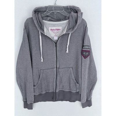 Troy Lee Designs Zip Up Hoodie Mens L Gray Cotton Racing Patch Full Zip